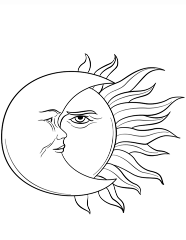 Sun And Moon Coloring Page